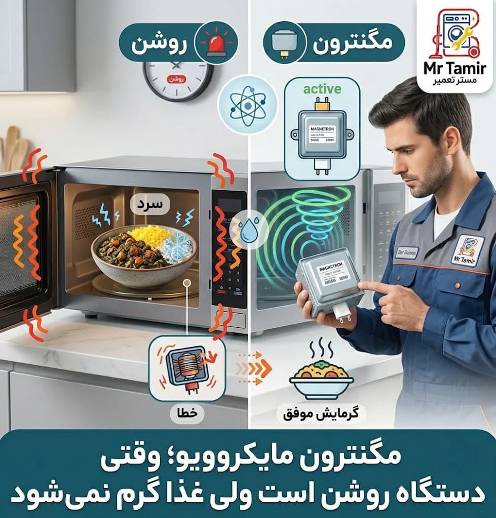 مگنترون مایکروویو؛ وقتی دستگاه روشن است ولی غذا گرم نمیشود